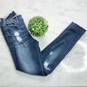 KanCan distressed high rise skinny jeans, raw hem